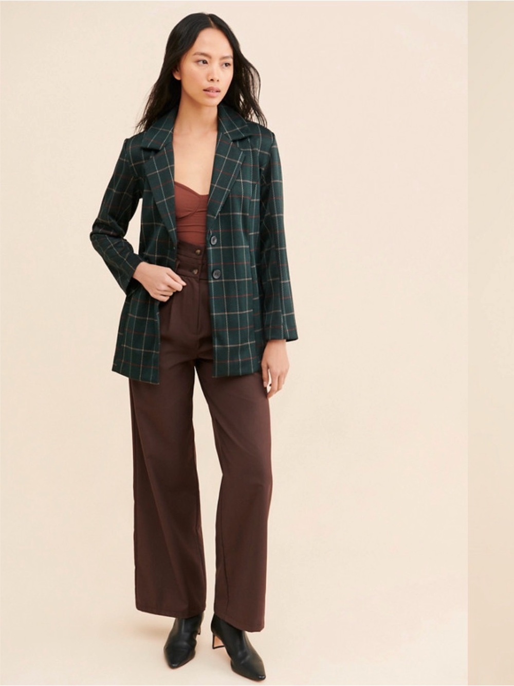 Avec Les Filles Green Plaid Blazer Jacket | M - Picture 5 of 10